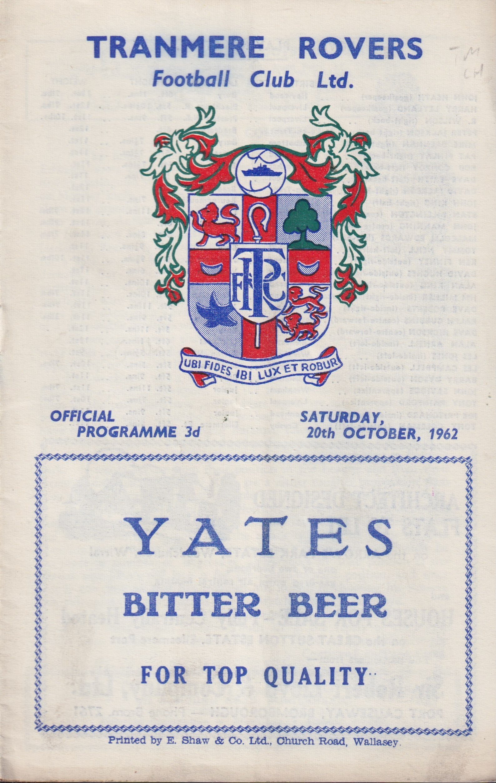 Tranmere Rovers v Gillingham programme